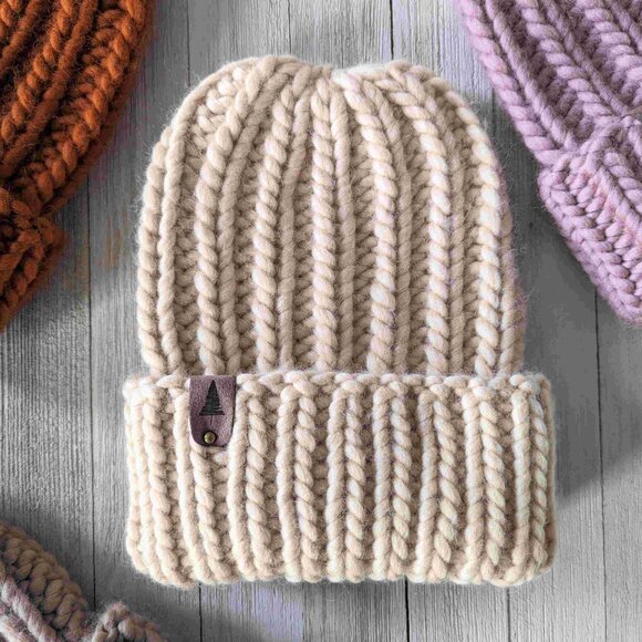 Hand Knit Luxury Ribbed Beanie - Picture 2 of 3